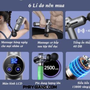 Máy massage cầm tay 32 chế độ Smart Trend MS32N, 8 đầu massage