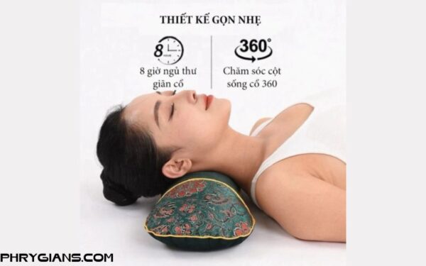 Gối Ngải Cứu Massage Cổ Vai Gáy Chườm Nóng Hỗ Trợ Giảm Đau Mỏi